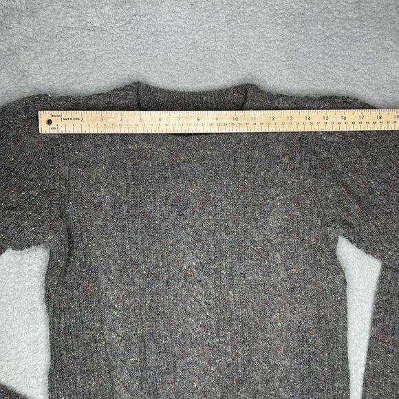 Something Navy Cable Knit Sweater Womens Small Gray Puff Shoulder Speckled Wool - Picture 10 of 14